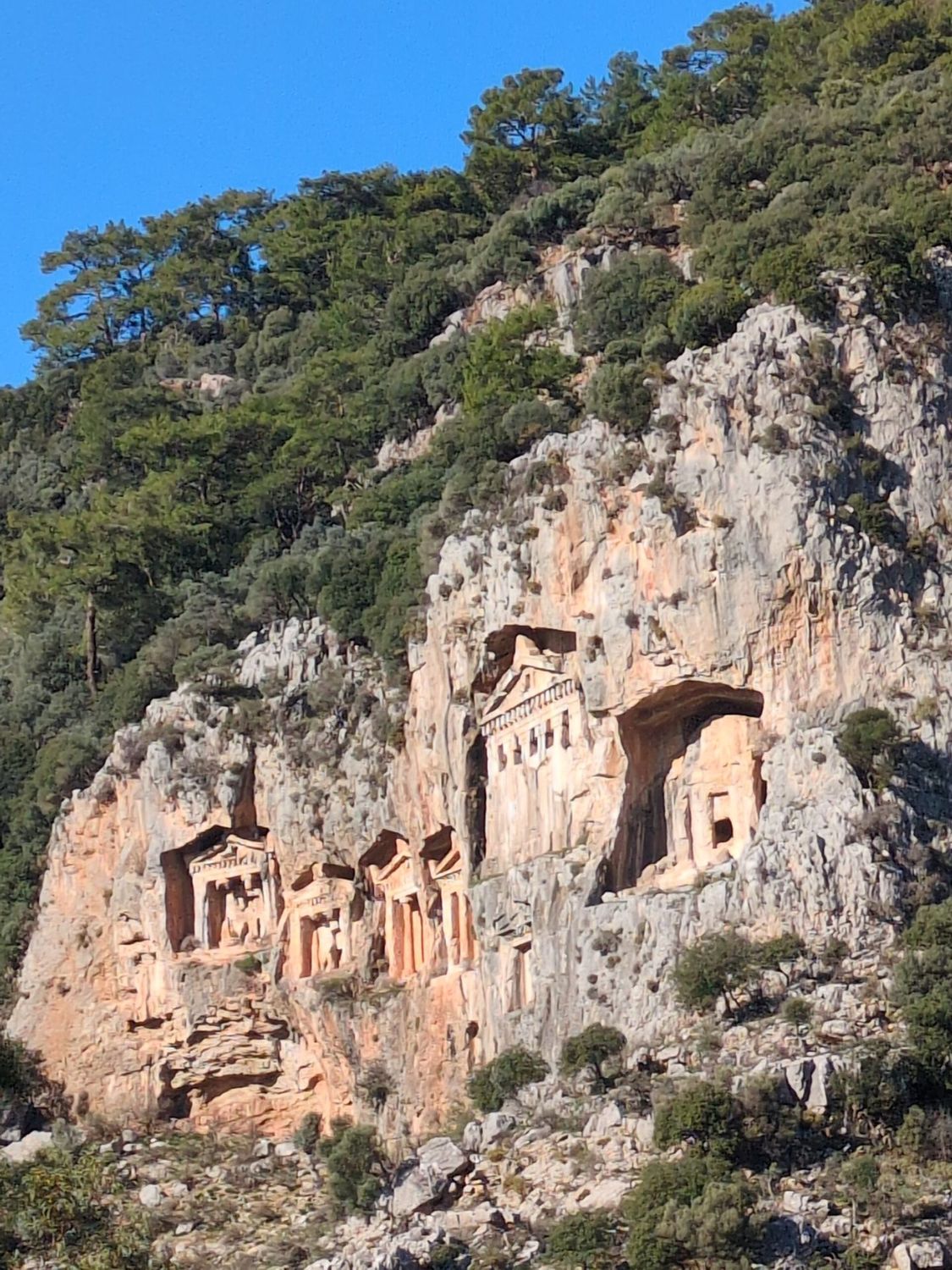 Rock tombs of Kaunos carved into the cliff face