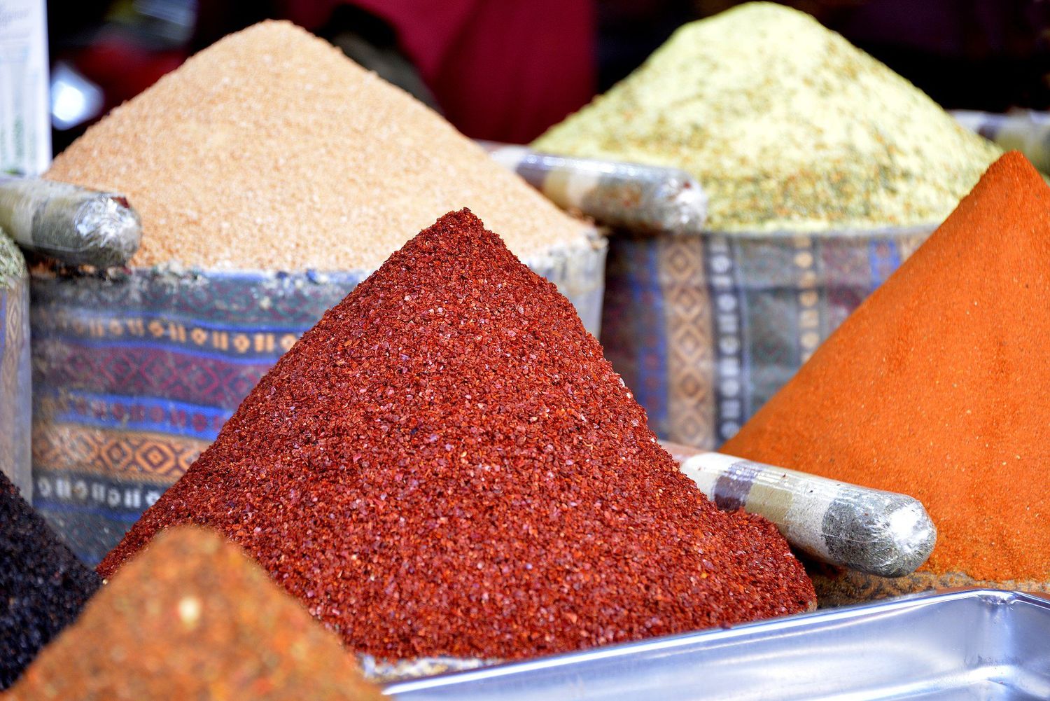 Spice mounds at a Turkish bazaar