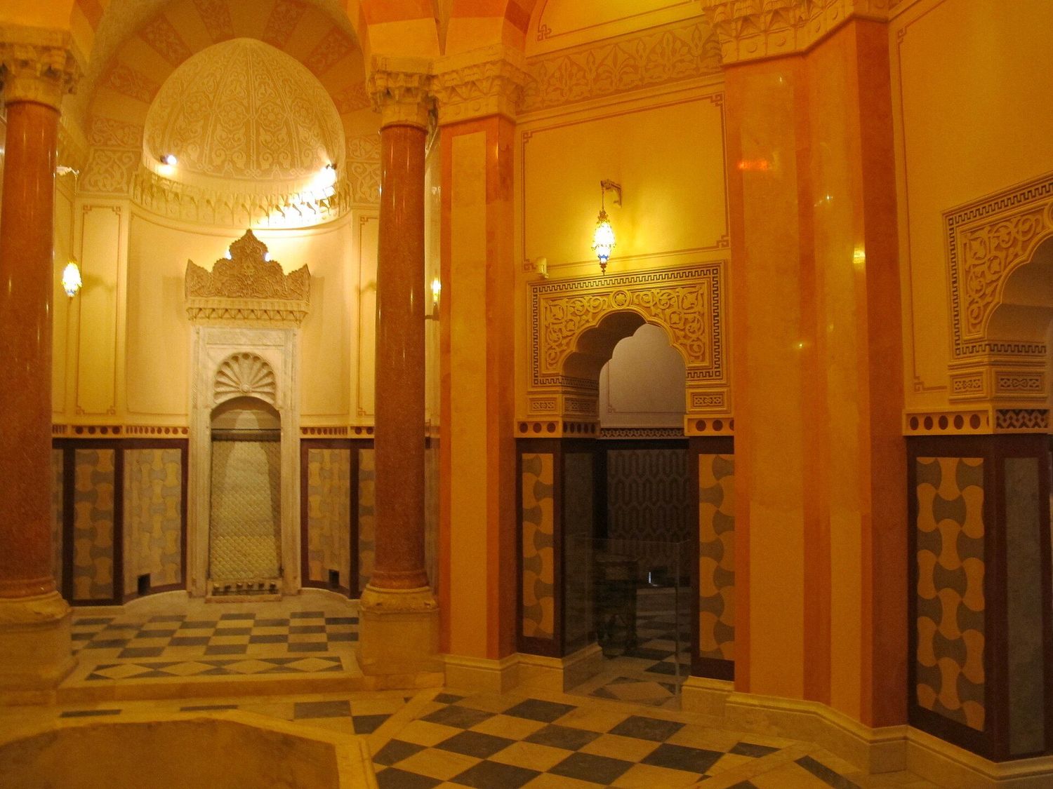 Ornate interior of a Turkish bath